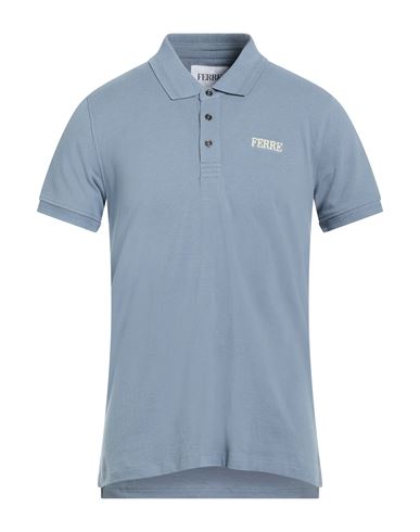 Ferre' Man Polo Shirt Slate Blue Size Xl Cotton