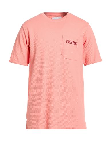 Ferre' Man T-shirt Salmon Pink Size Xxl Cotton, Polyester