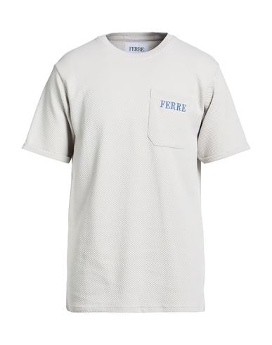 Ferre' Man T-shirt Light Grey Size Xxl Cotton, Polyester In Gray