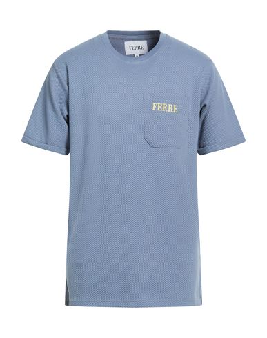 Ferre' Man T-shirt Slate Blue Size Xxl Cotton, Polyester
