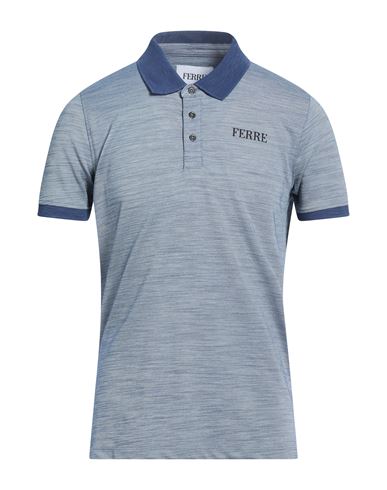 Ferre' Man Polo Shirt Navy Size Xxl Cotton, Polyester In Gray