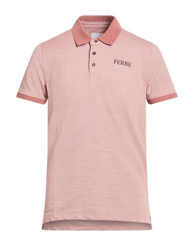 Ferre' Man Polo Shirt Antique Rose Size Xxl Cotton, Polyester In Gray