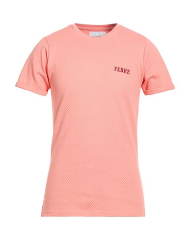 Ferre' Man T-shirt Salmon Pink Size Xxl Cotton, Elastane