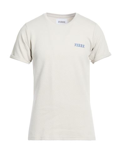 Ferre' Man T-shirt Light Grey Size Xxl Cotton, Elastane In Gray