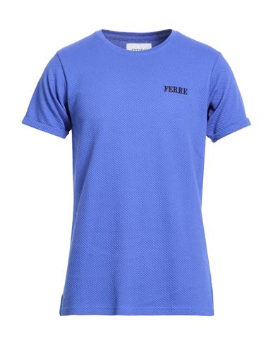 Ferre' Man T-shirt Bright Blue Size Xxl Cotton, Elastane