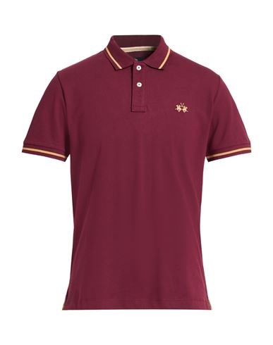 La Martina Man Polo Shirt Burgundy Size Xxl Cotton, Elastane In Red
