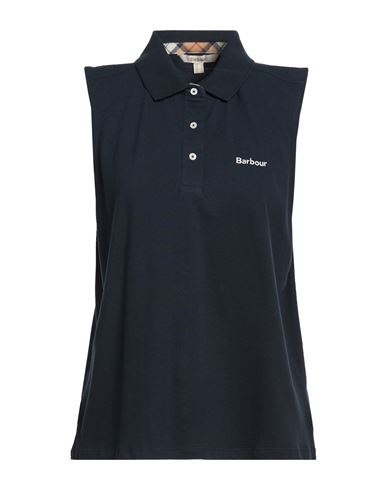 Barbour Woman Polo Shirt Navy Size 10 Cotton, Elastane In Blue
