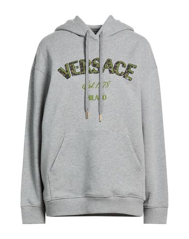 Versace Woman Sweatshirt Grey Size 14 Cotton In Gray