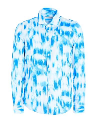 Brian Dales Man Shirt Azure Size 15 ½ Linen, Cotton In Blue