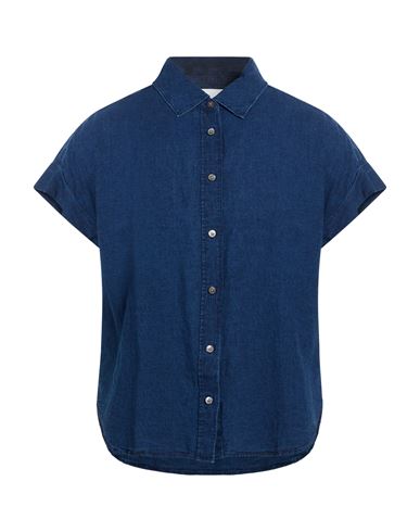 Closed Man Denim Shirt Blue Size M Linen, Cotton