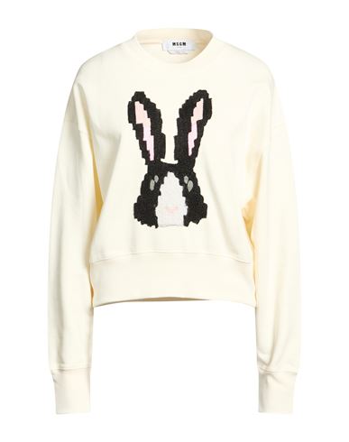 Msgm Woman Sweatshirt Ivory Size L Cotton In White