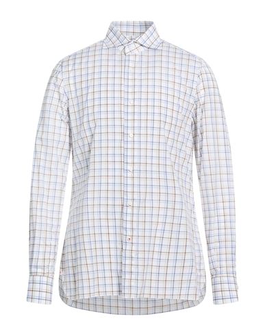 Isaia Man Shirt Brown Size 17 Cotton