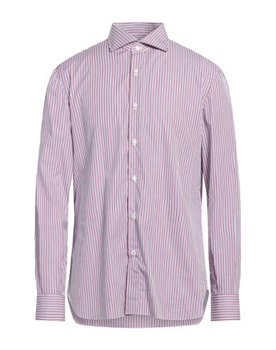Isaia Man Shirt Burgundy Size 17 ½ Cotton