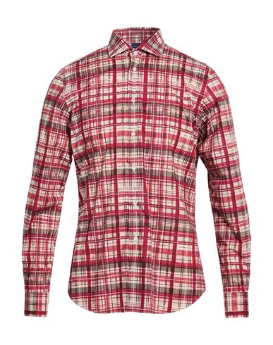 Boglioli Man Shirt Brick Size 16 Cotton In Red