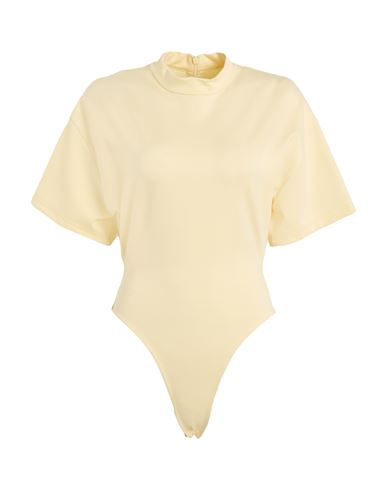 David Koma Woman Bodysuit Pastel Yellow Size 6 Viscose, Polyamide, Elastane