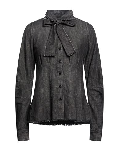 High Use Woman Denim Shirt Charcoal Size 10 Cotton In Gray