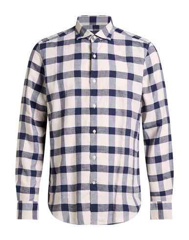 Savile Row Man Shirt Navy Size 17 ½ Cotton, Linen In Gray
