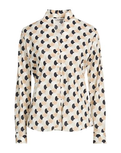 Caliban Woman Shirt Beige Size 8 Cotton, Elastane In Multi