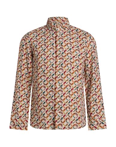 Bastoncino Man Shirt Beige Size 17 ½ Linen In Multi