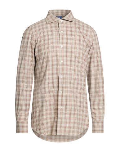 Finamore 1925 Man Shirt Beige Size 17 Cotton In Sand