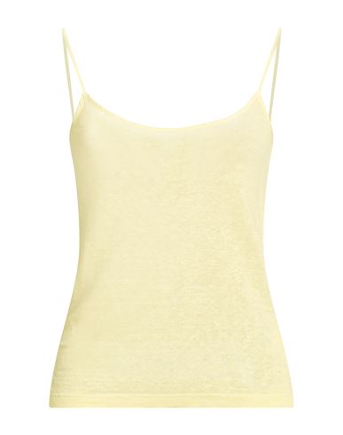 120% Lino Woman Tank Top Yellow Size S Linen, Elastane In Neutral