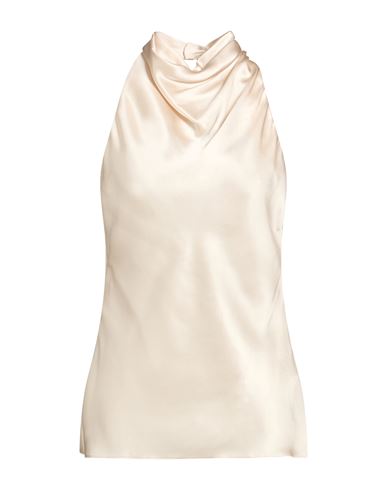 Balmain Woman Top Platinum Size 4 Silk In Neutral
