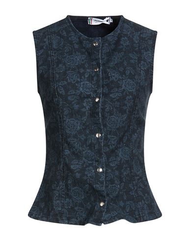 Please Woman Top Blue Size S Cotton, Elastane In Black