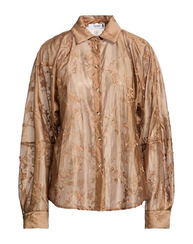Please Woman Shirt Light Brown Size M Lyocell, Polyester