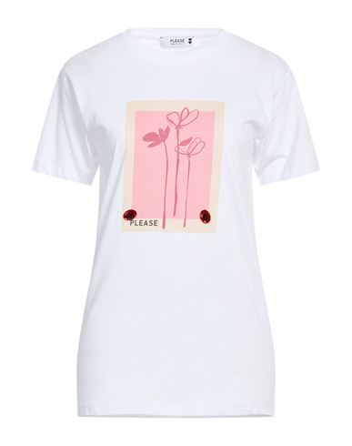 Please Woman T-shirt White Size S Cotton