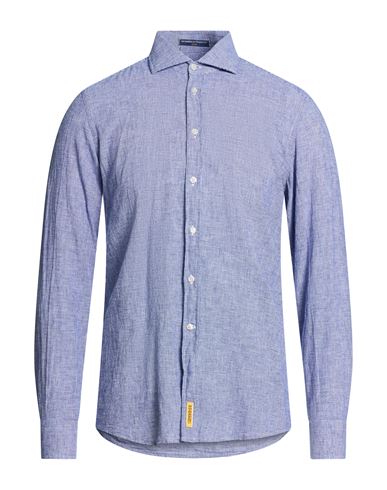 B.d.baggies B. D.baggies Man Shirt Blue Size Xxl Linen, Cotton