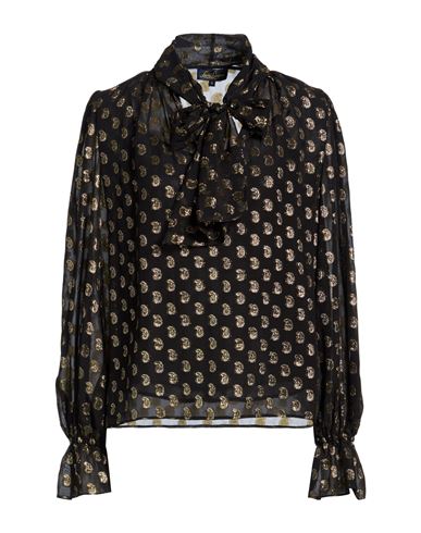 Luisa Spagnoli Woman Top Black Size L Silk, Metallic Polyester