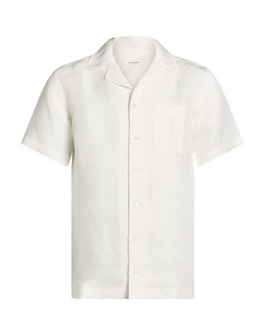 Editions 102 Man Shirt Ivory Size L Linen, Lyocell In White