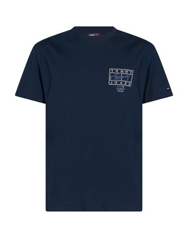 Tommy Jeans Man T-shirt Navy Size L Cotton In Blue