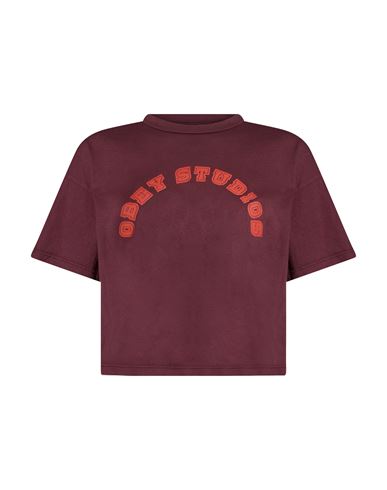 Obey Woman T-shirt Burgundy Size Xs Cotton In Red