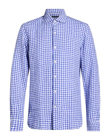 Savile Row Man Shirt Blue Size 16 Linen