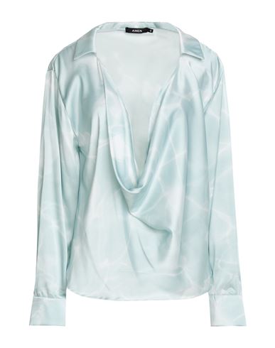 Amen Woman Top Sky Blue Size 10 Polyester, Elastane