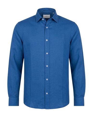 Editions 102 Man Shirt Slate Blue Size S Linen, Lyocell