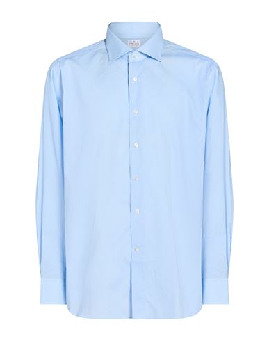 Truzzi Man Shirt Azure Size 17 ½ Cotton In Blue