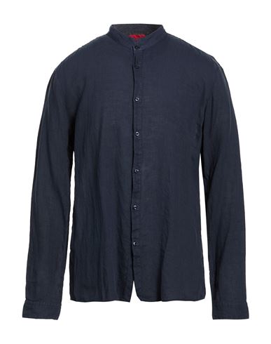 Hugo Boss Hugo Man Shirt Navy Size Xl Linen In Blue