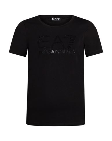 Ea7 Woman T-shirt Black Size Xl Cotton, Elastane