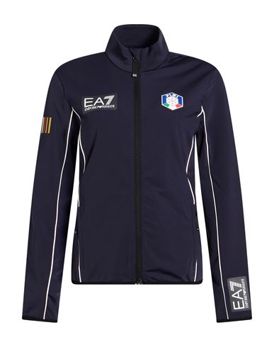 Ea7 Woman Sweatshirt Midnight Blue Size Xl Polyester, Elastane