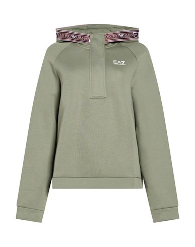 Ea7 Woman Sweatshirt Sage Green Size L Cotton, Polyester