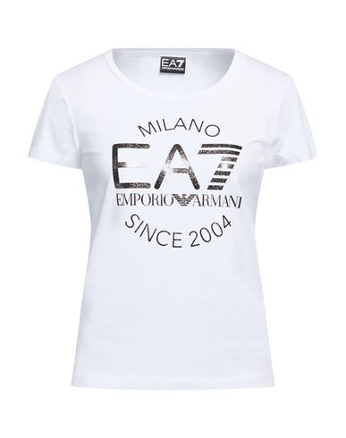 Ea7 Woman T-shirt White Size M Cotton, Elastane