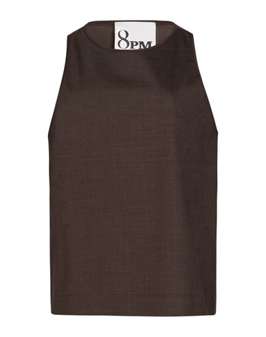 8pm Woman Top Chocolate Brown Size S Polyester, Wool, Elastane