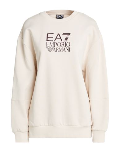 Ea7 Woman Sweatshirt Ivory Size Xl Cotton, Polyester In White