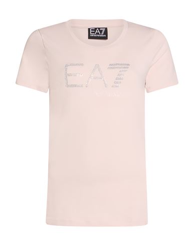 Ea7 Woman T-shirt Light Pink Size Xl Cotton, Elastane