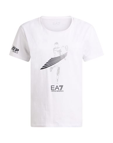 Ea7 Woman T-shirt White Size Xl Cotton