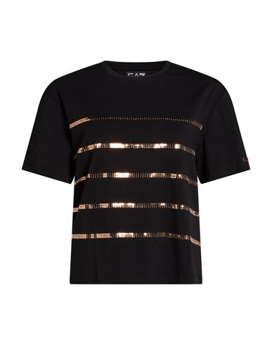 Ea7 Woman T-shirt Black Size M Organic Cotton, Modal, Elastane