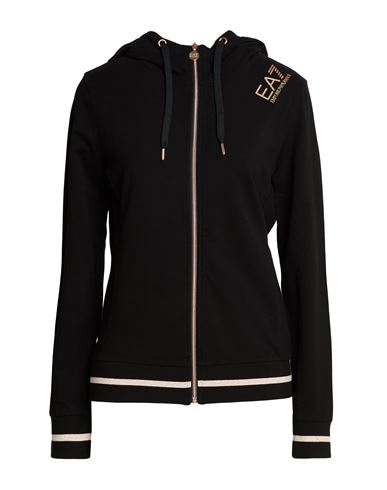 Ea7 Woman Sweatshirt Black Size M Cotton, Elastane