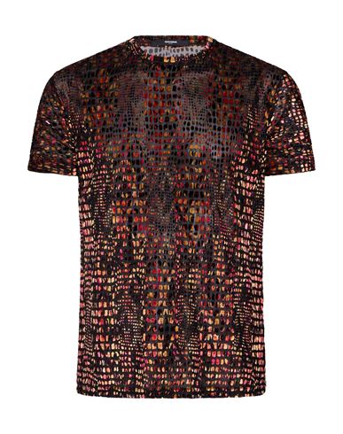 Takeshy Kurosawa Man T-shirt Mandarin Size L Polyester, Polyamide, Elastane In Orange